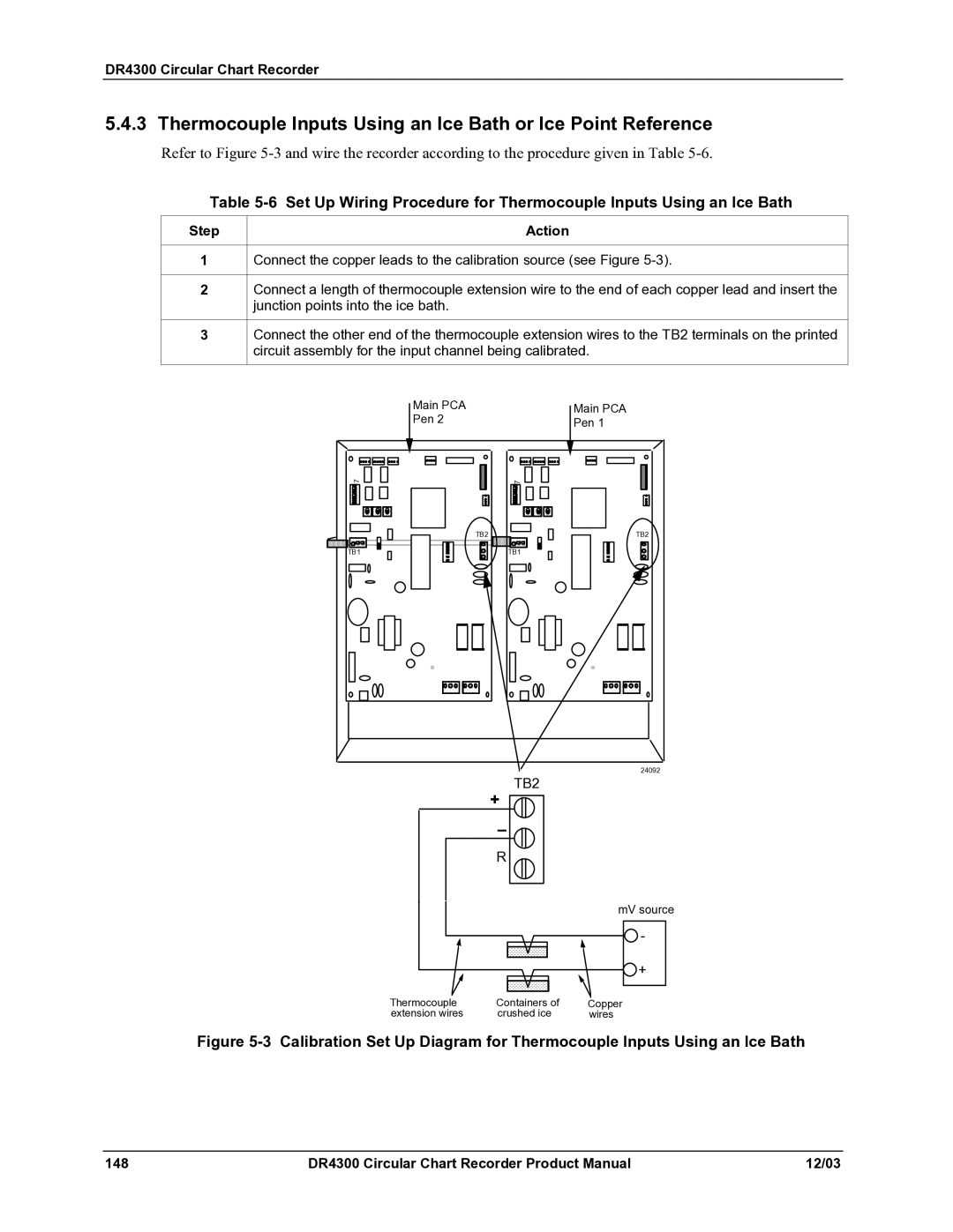 Honeywell DR4300 manual Thermocouple Inputs Using an Ice Bath or Ice Point Reference 