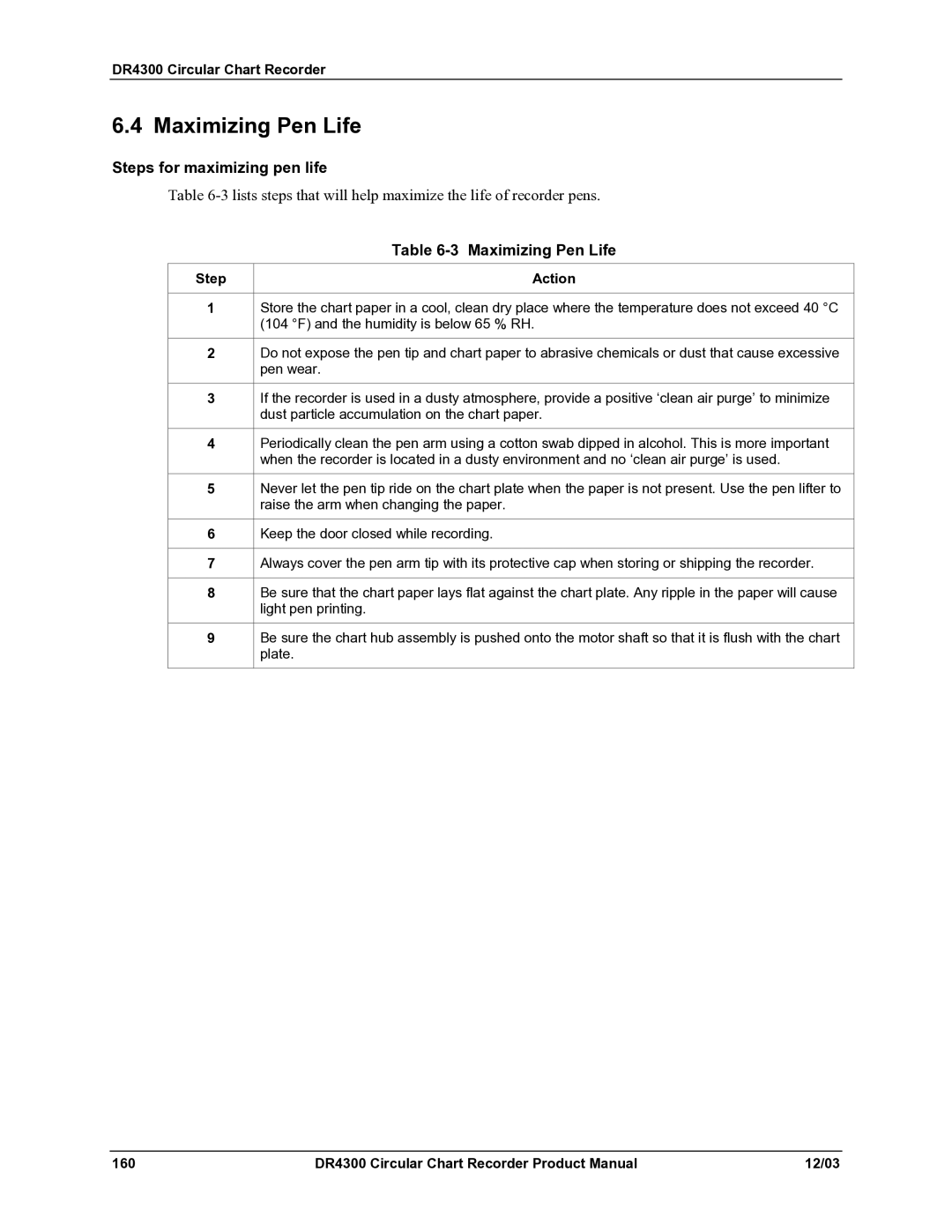 Honeywell DR4300 manual Maximizing Pen Life, Steps for maximizing pen life 