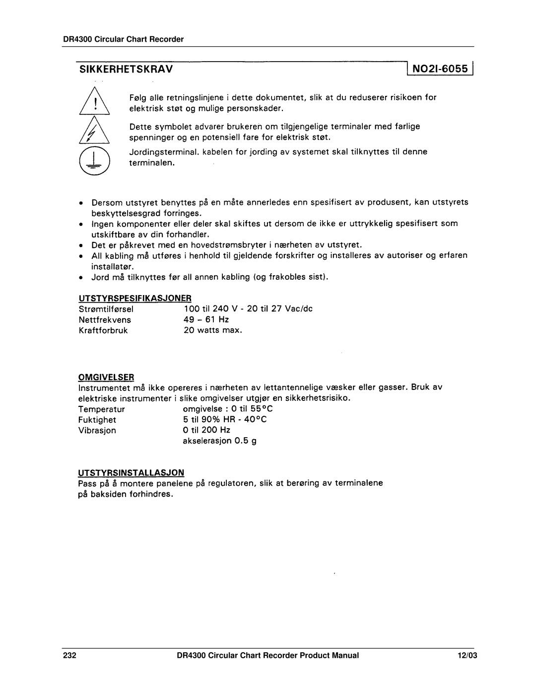 Honeywell DR4300 manual 232 