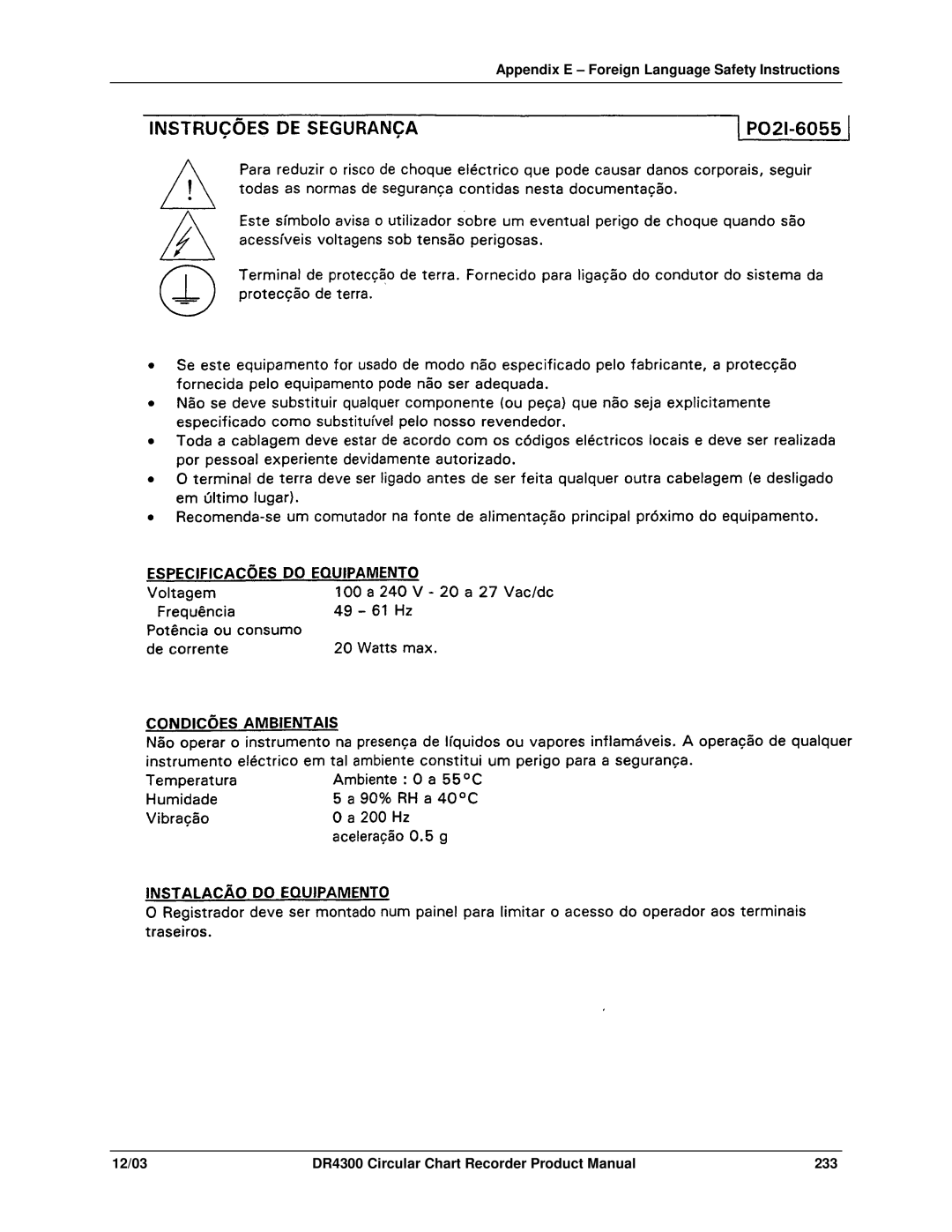 Honeywell manual DR4300 Circular Chart Recorder Product Manual 233 