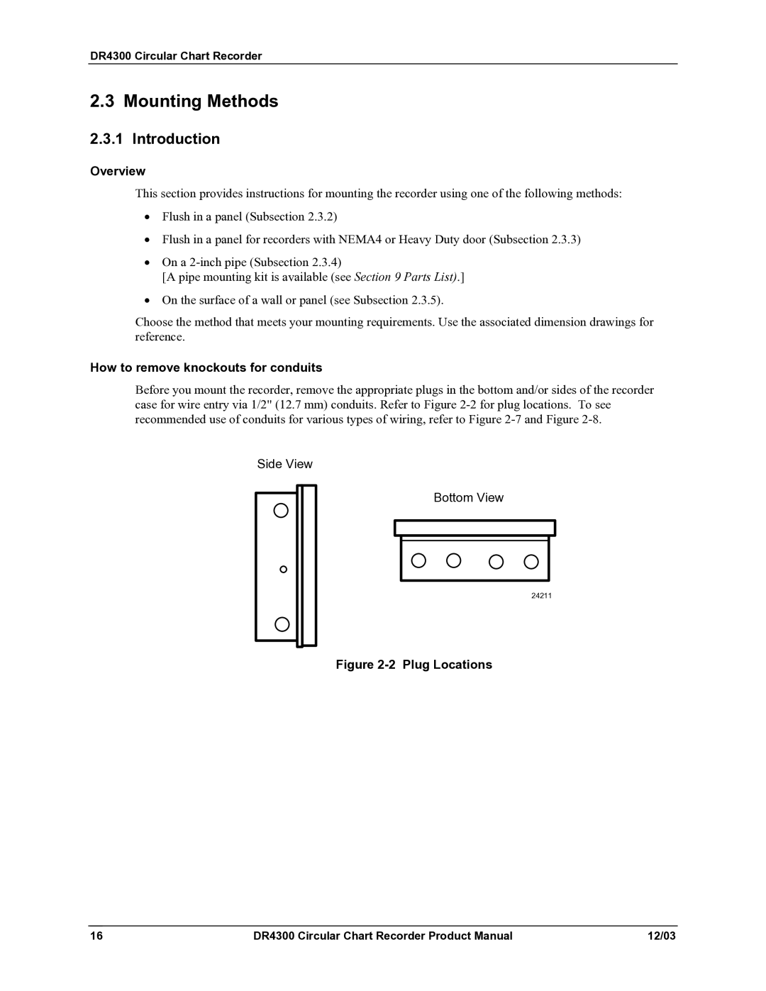 Honeywell DR4300 manual Mounting Methods, Introduction, Overview, How to remove knockouts for conduits 