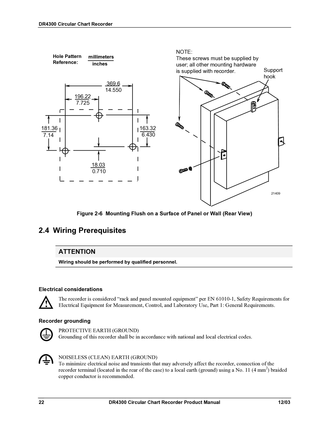 Honeywell DR4300 manual Wiring Prerequisites, Electrical considerations, Recorder grounding 