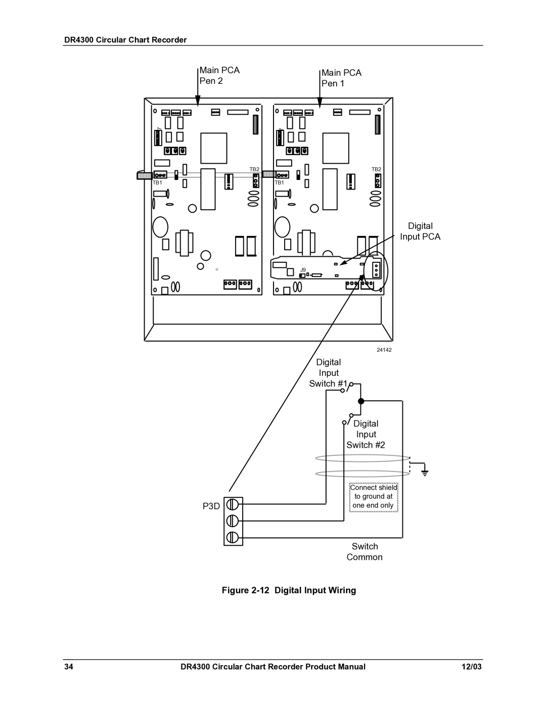 Honeywell DR4300 manual Digital Input Wiring 