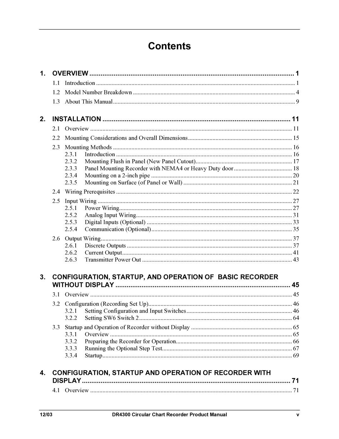 Honeywell DR4300 manual Contents 