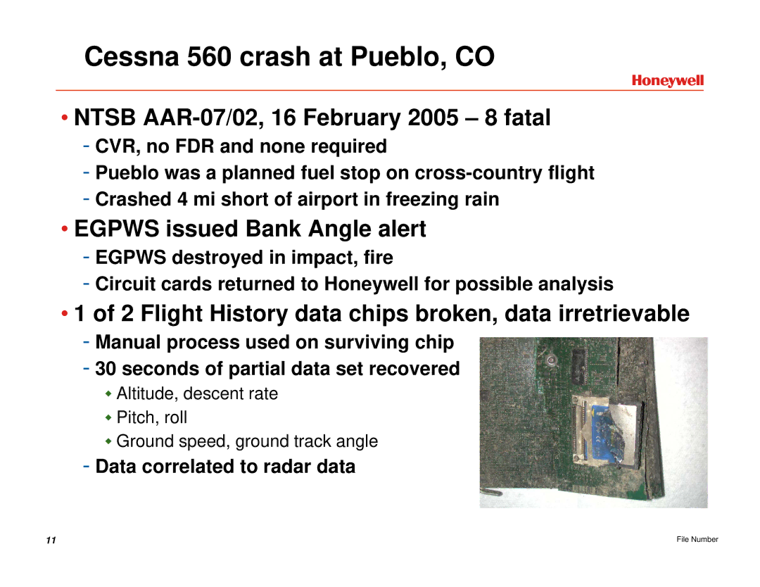 Honeywell EGPWS manual Cessna 560 crash at Pueblo, CO, Ntsb AAR-07/02, 16 February 2005 8 fatal 