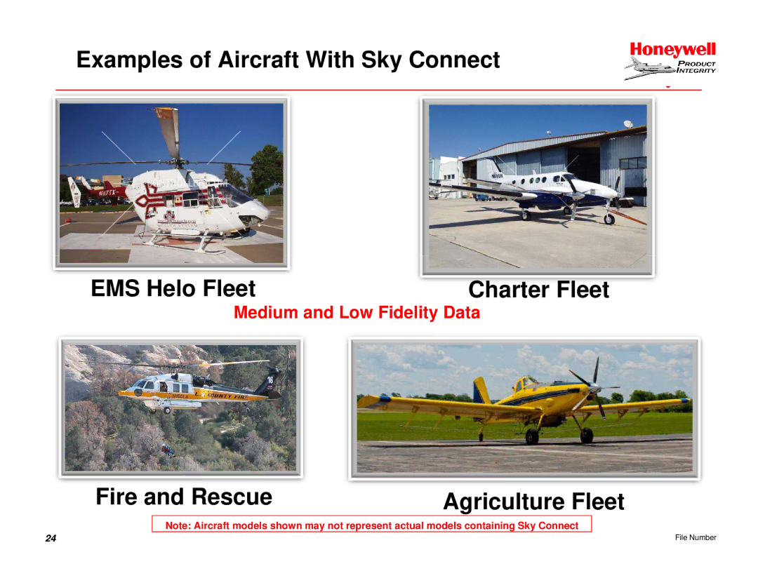 Honeywell EGPWS manual Examples of Aircraft With Sky Connect EMS Helo Fleet, Fire and Rescue 