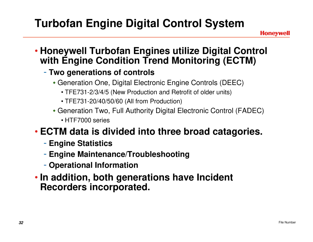 Honeywell EGPWS manual Turbofan Engine Digital Control System, Ectm data is divided into three broad catagories 