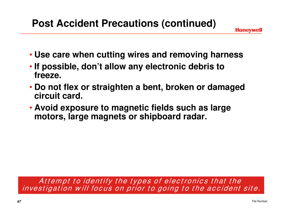 Honeywell EGPWS manual Attempt to identify the types of electronics that the t th 