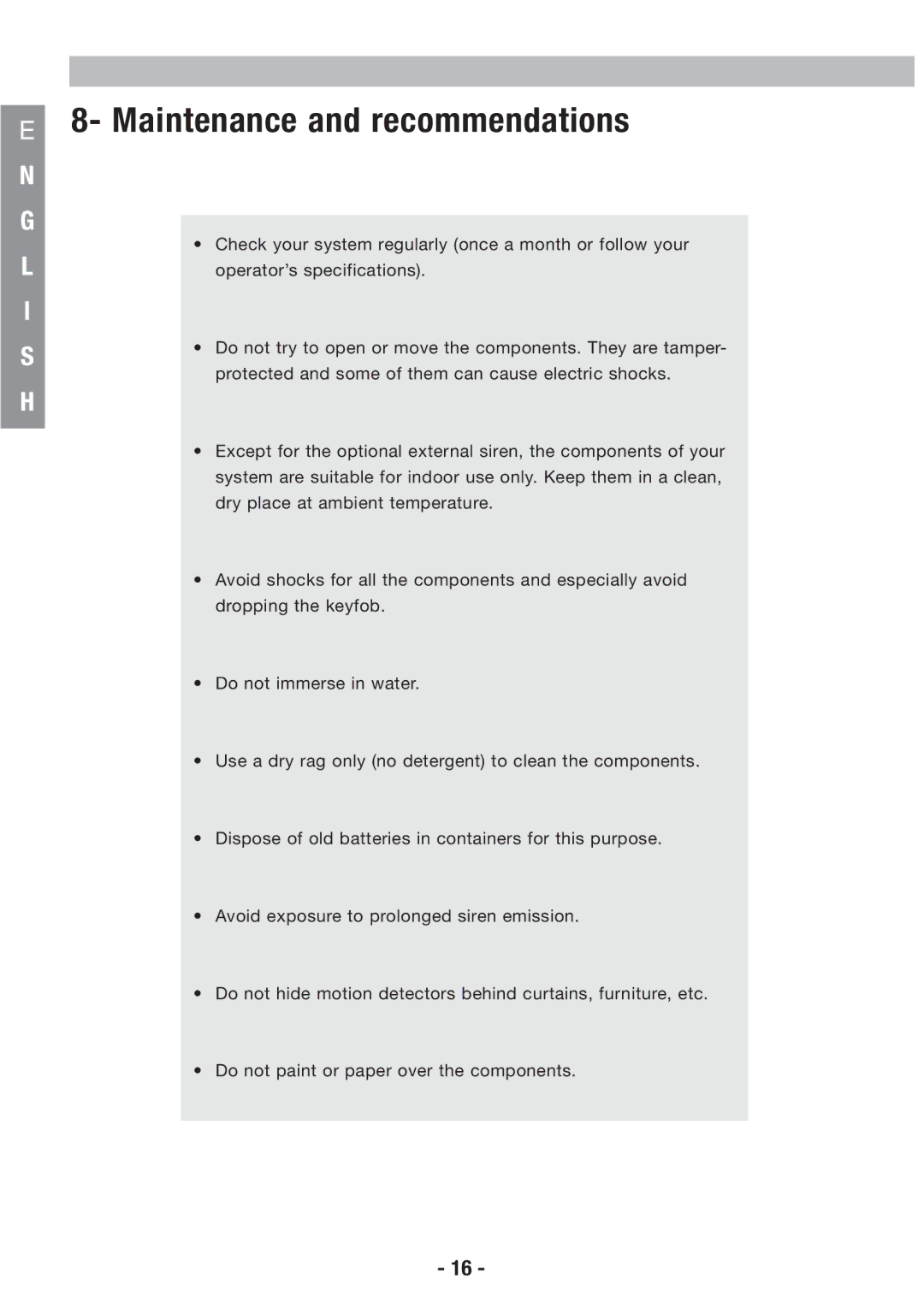 Honeywell EKZ008200B user manual Maintenance and recommendations 