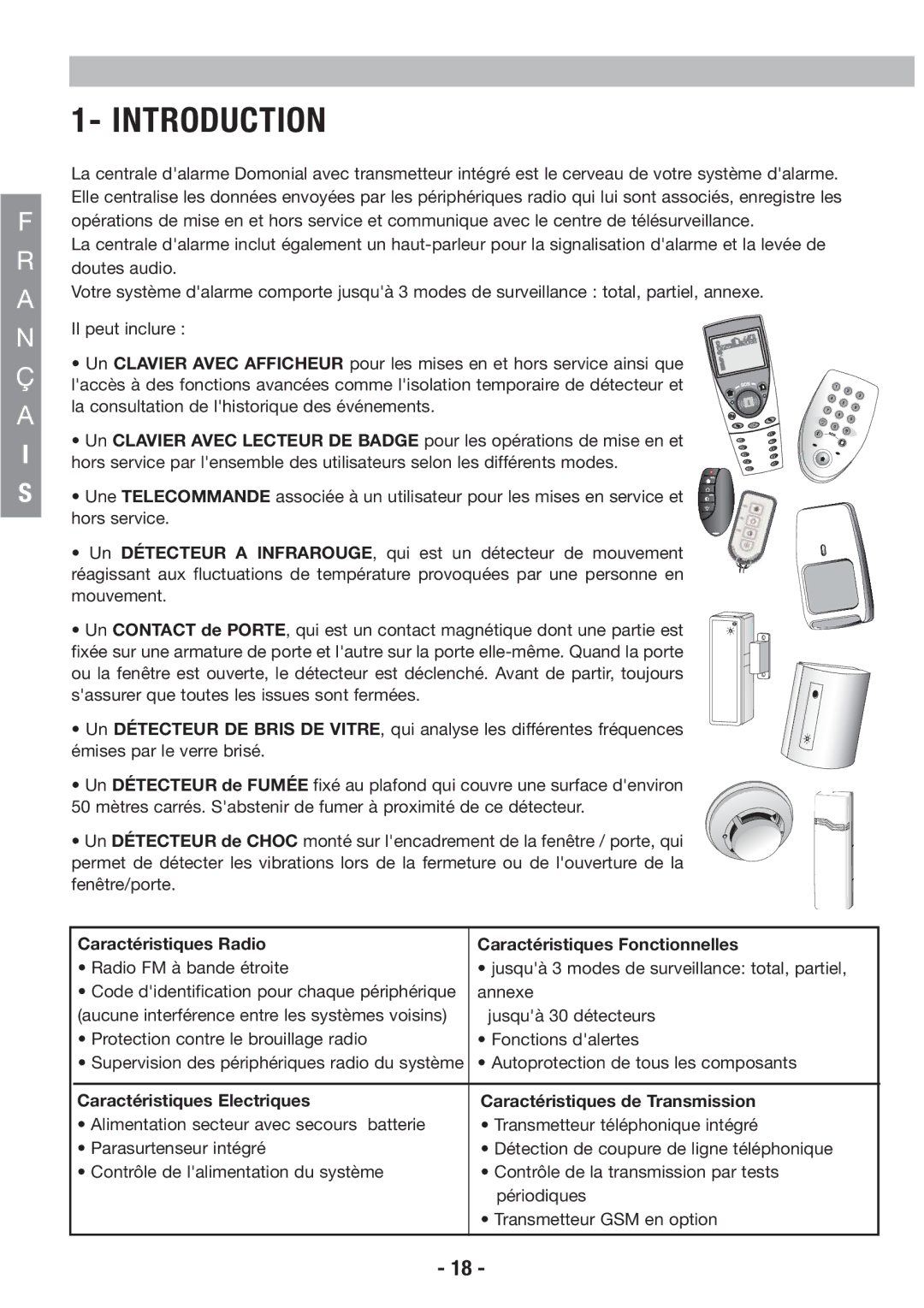 Honeywell EKZ008200B user manual Introduction, Caractéristiques Radio Caractéristiques Fonctionnelles 