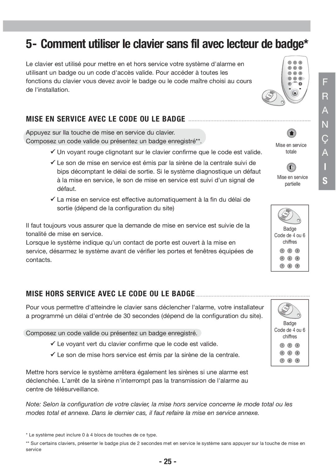 Honeywell EKZ008200B user manual Comment utiliser le clavier sans fil avec lecteur de badge 