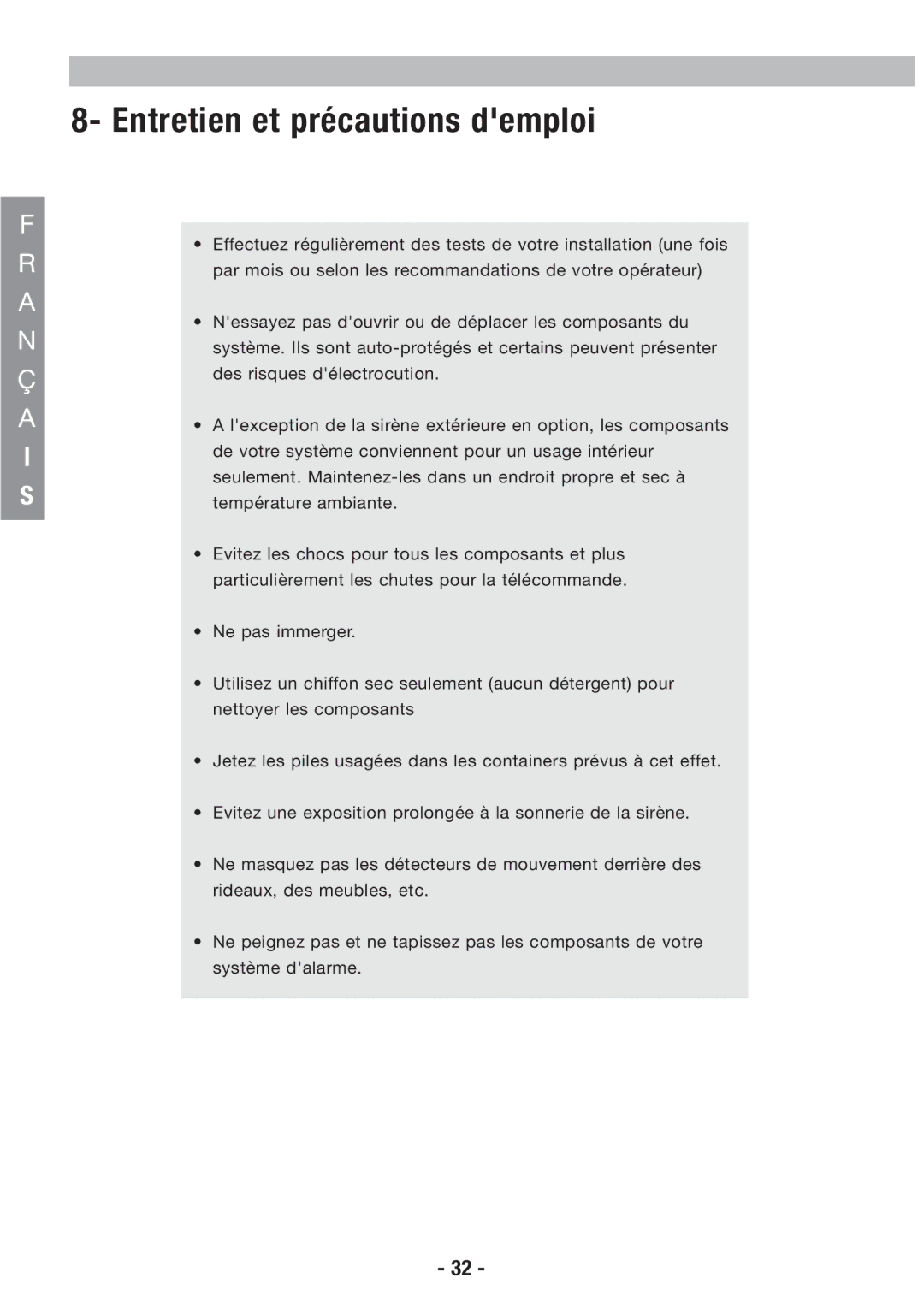 Honeywell EKZ008200B user manual Entretien et précautions demploi 