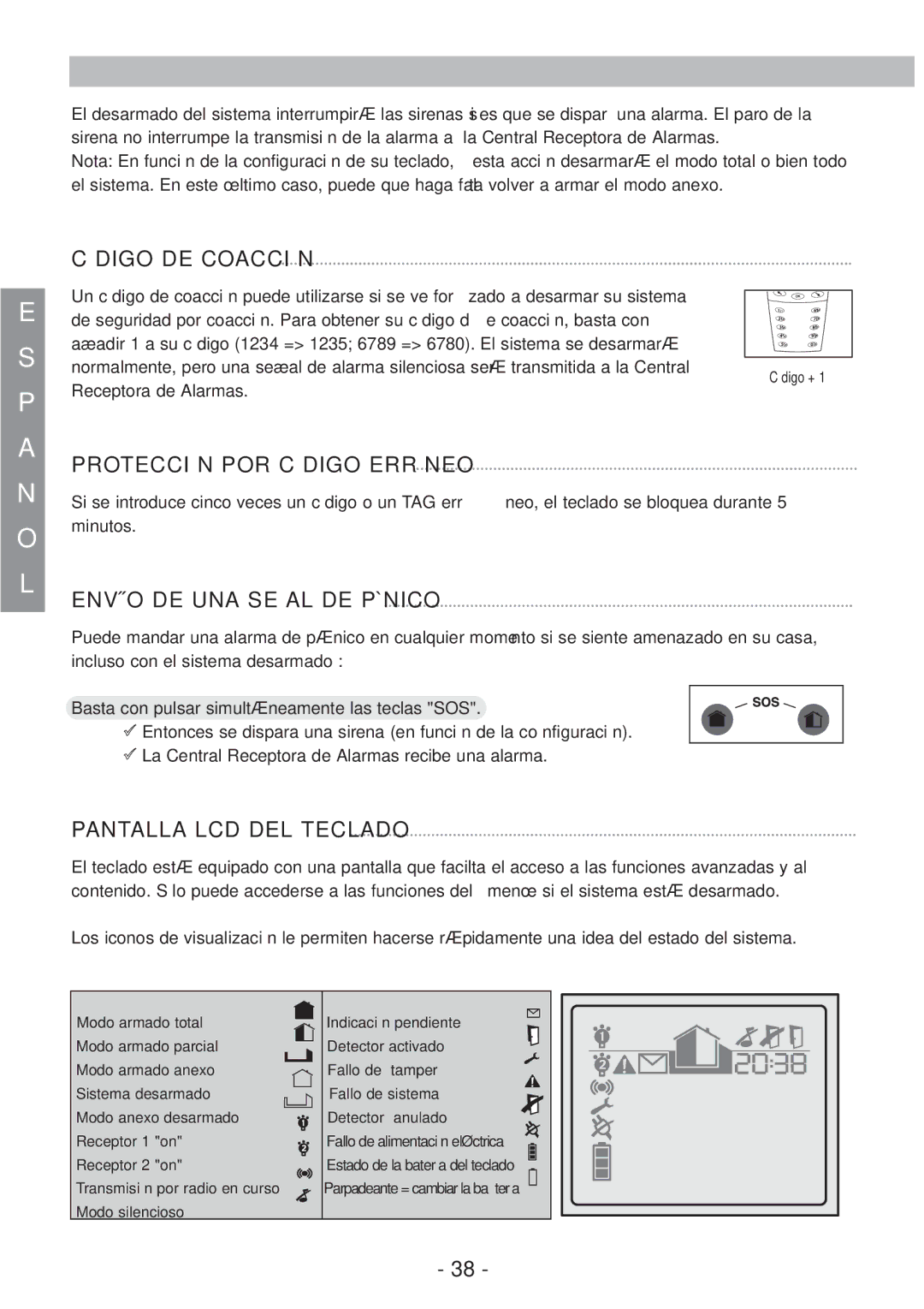 Honeywell EKZ008200B user manual Código DE Coacción, Protección POR Código Erróneo, Envío DE UNA Señal DE Pánico 