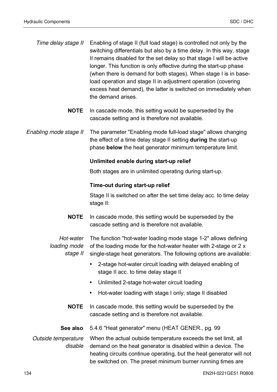 Honeywell EN2H-0221GE51 R0808 service manual Unlimited enable during start-up relief, Time-out during start-up relief 