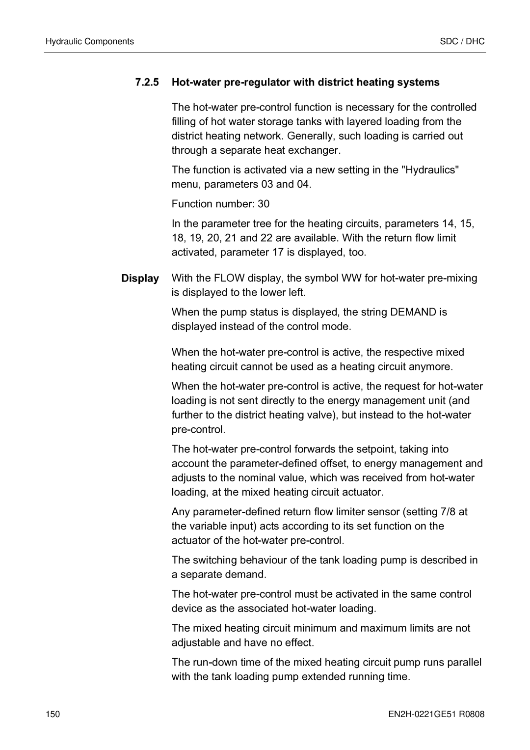 Honeywell EN2H-0221GE51 R0808 service manual Hot-water pre-regulator with district heating systems 