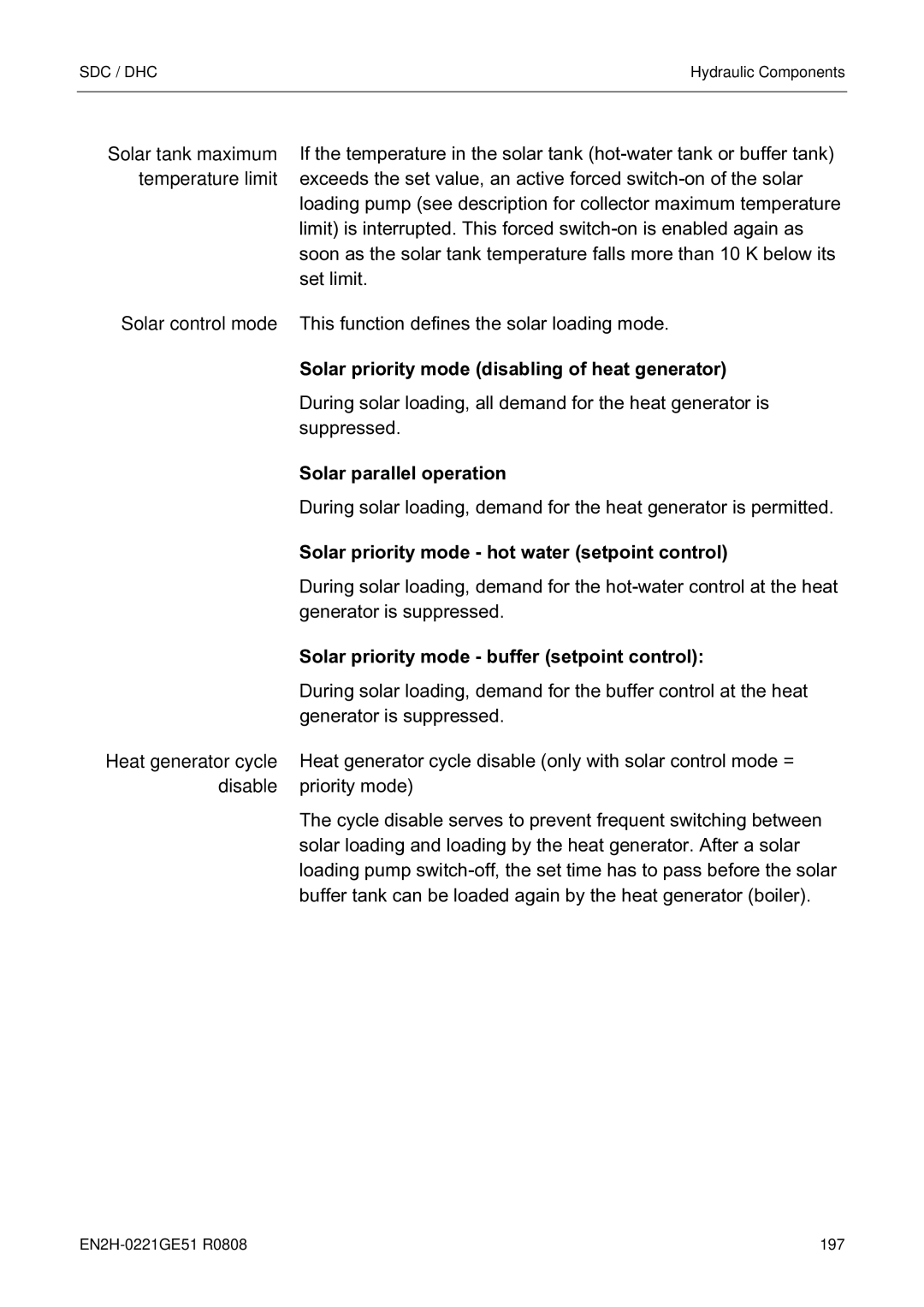 Honeywell EN2H-0221GE51 R0808 service manual Solar priority mode disabling of heat generator, Solar parallel operation 