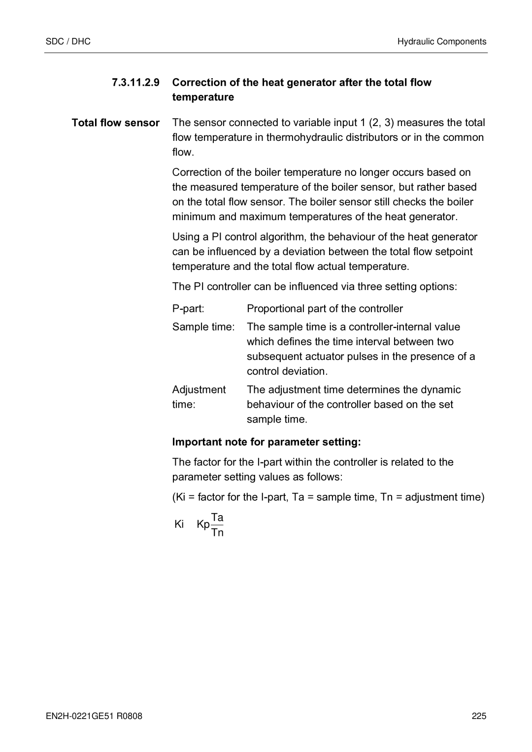 Honeywell EN2H-0221GE51 R0808 service manual Important note for parameter setting 