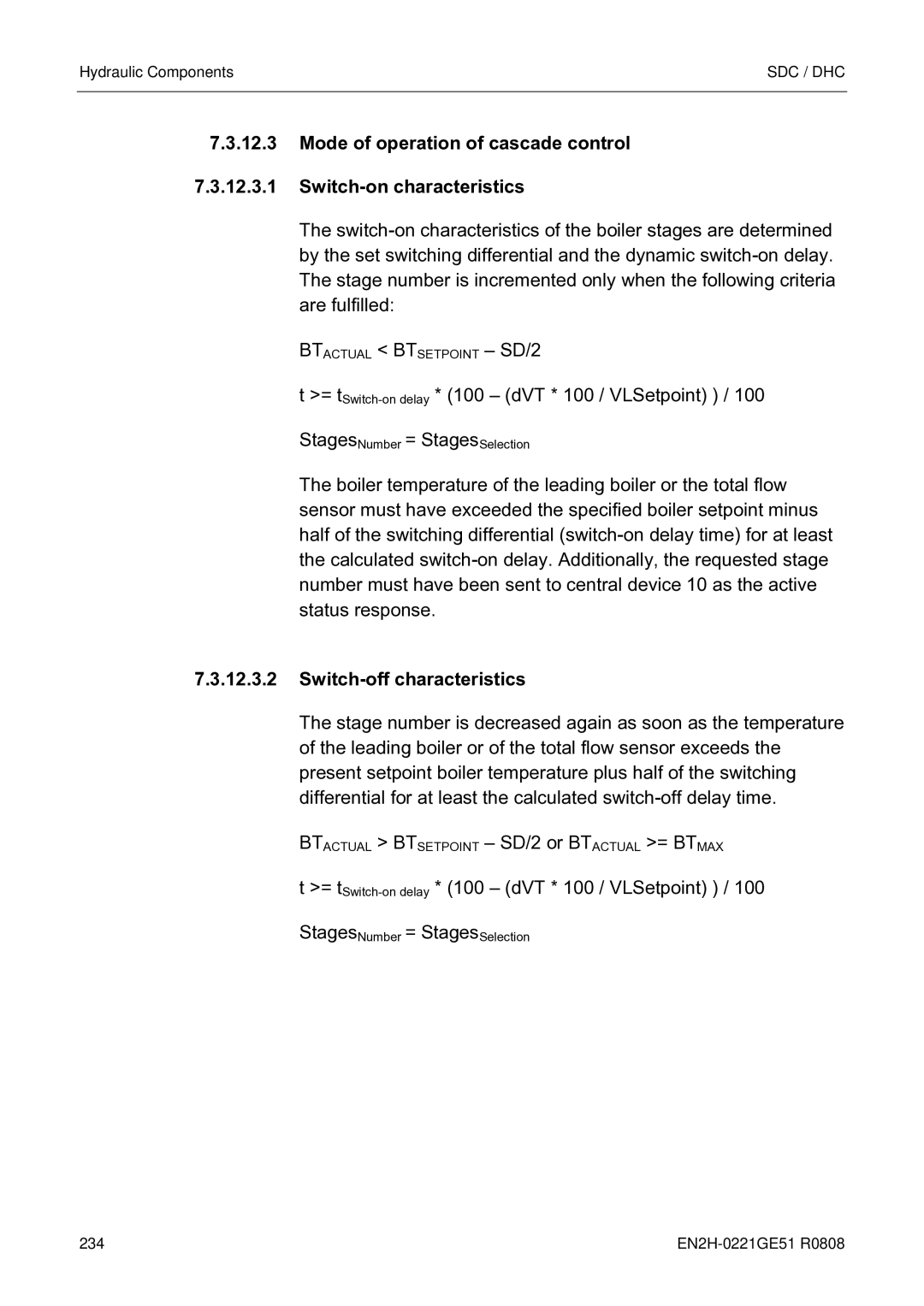 Honeywell EN2H-0221GE51 R0808 service manual Switch-off characteristics 