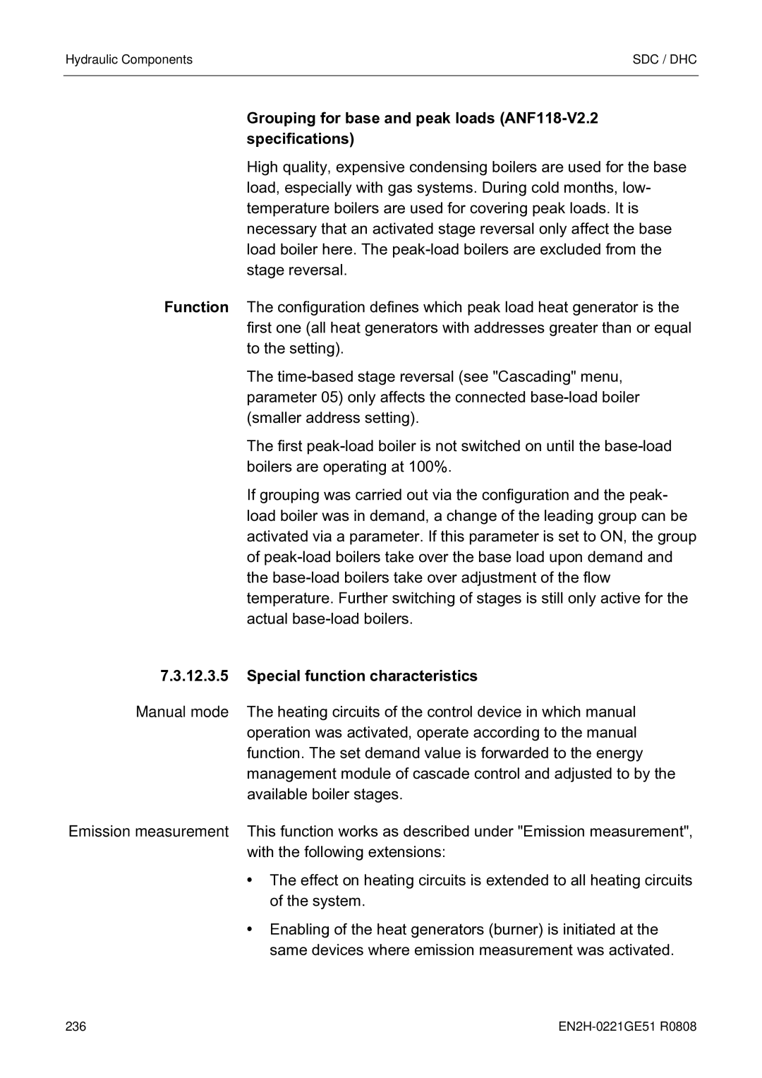 Honeywell EN2H-0221GE51 R0808 service manual Grouping for base and peak loads ANF118-V2.2 specifications 