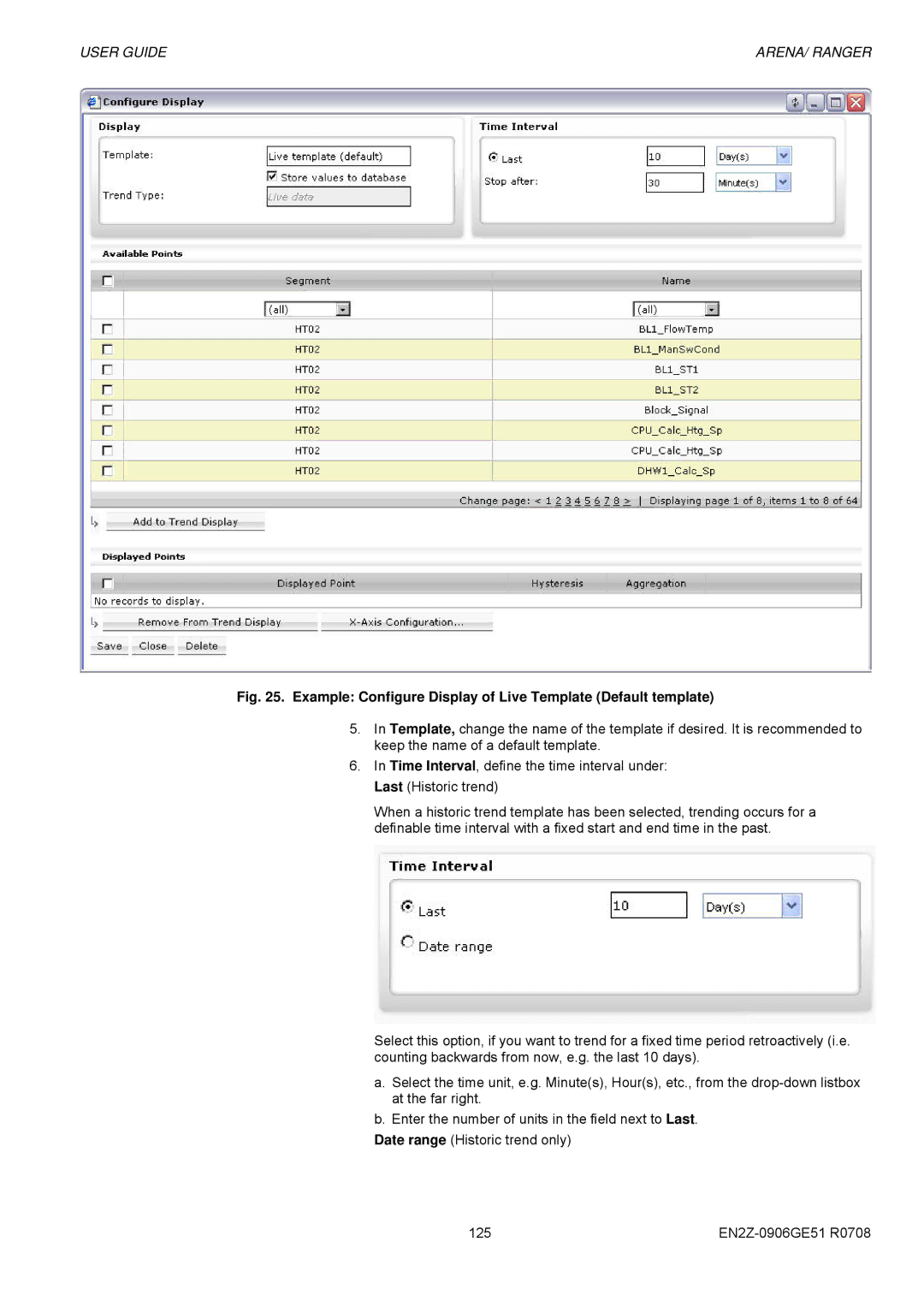 Honeywell EN2Z-0906GE51 R0708 manual Example Configure Display of Live Template Default template 