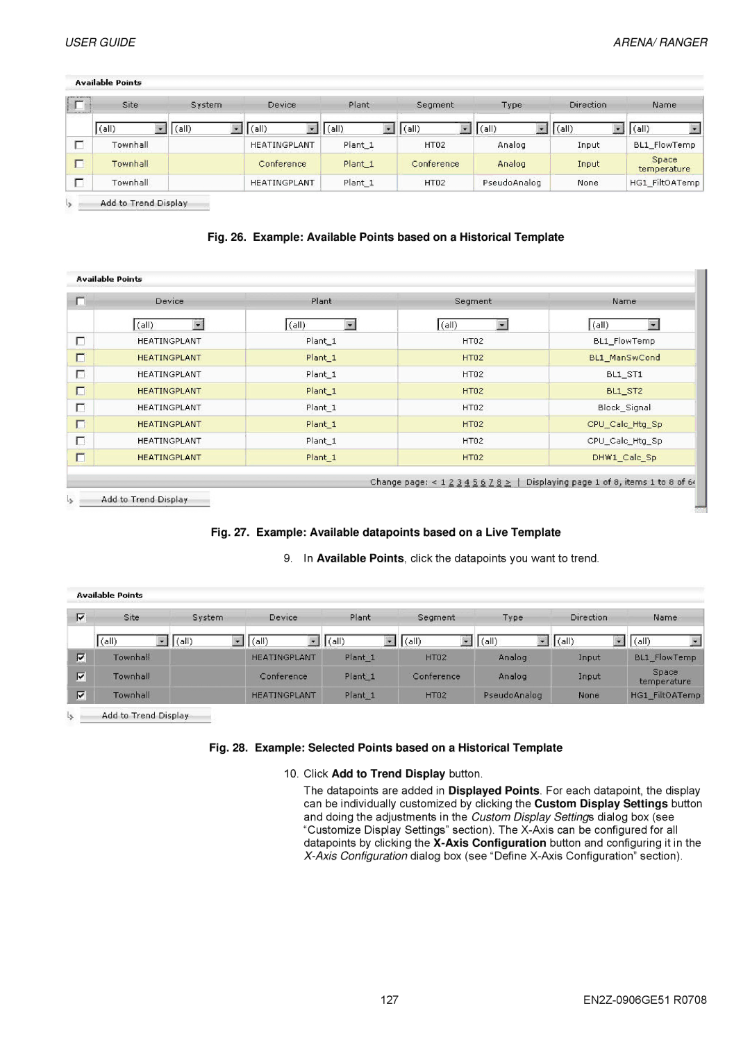 Honeywell EN2Z-0906GE51 R0708 manual Example Available Points based on a Historical Template 