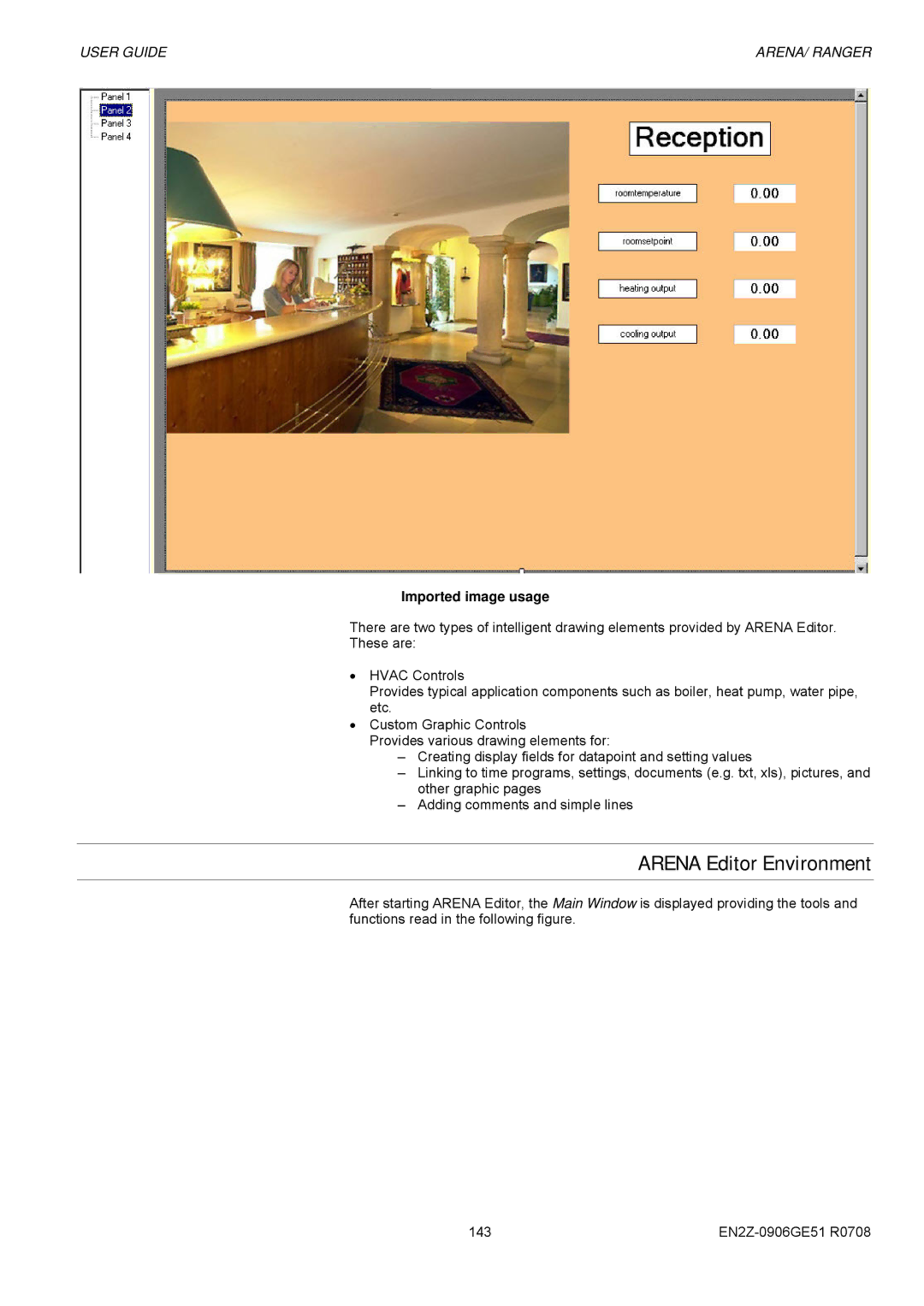 Honeywell EN2Z-0906GE51 R0708 manual Arena Editor Environment, Imported image usage 