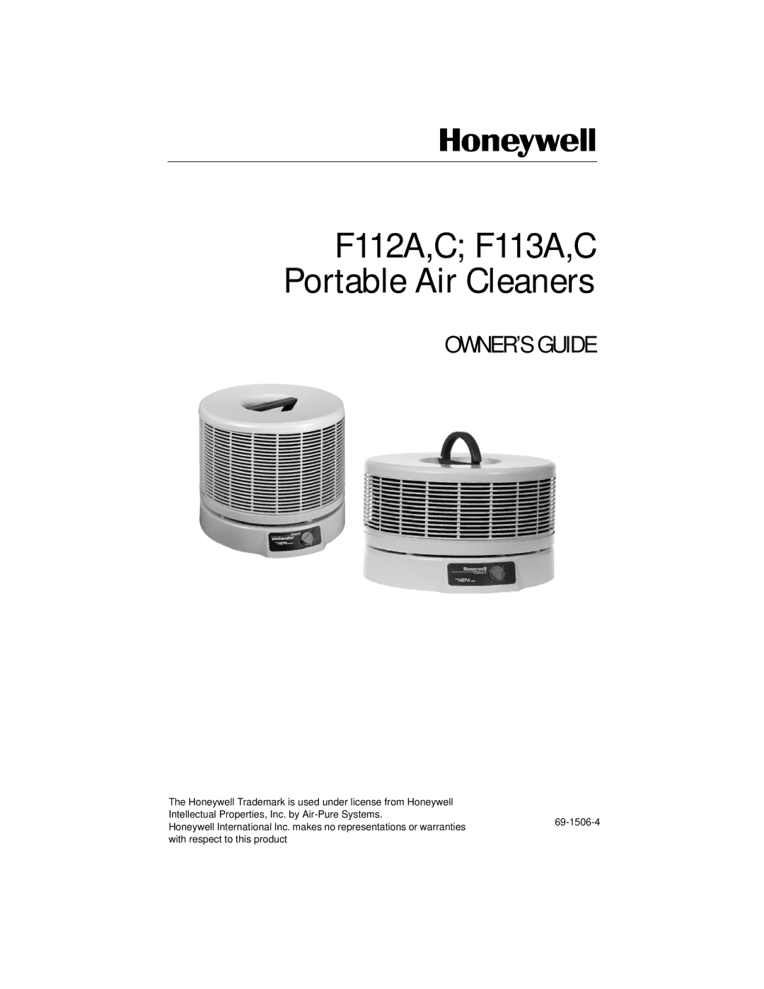 Honeywell F113C, F112C manual F112A,C F113A,C Portable Air Cleaners 