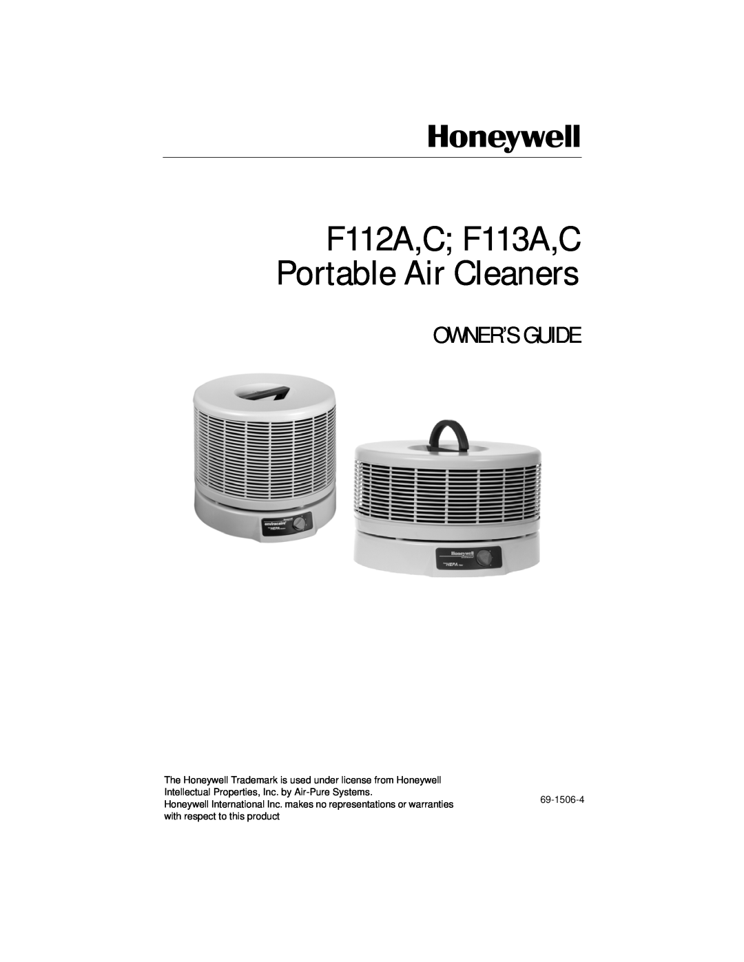 Honeywell F113C, F112C manual F112A,C F113A,C Portable Air Cleaners, Owner’S Guide 