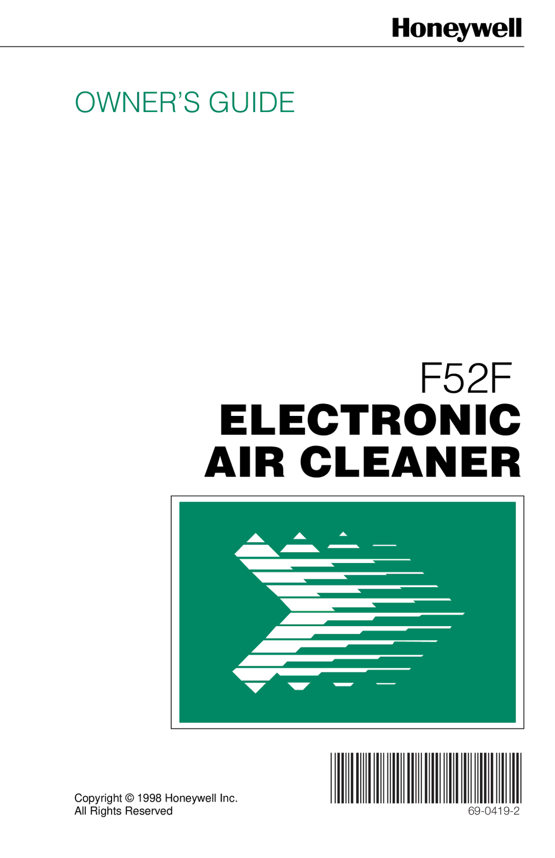 Honeywell F52F manual Electronic AIR Cleaner 