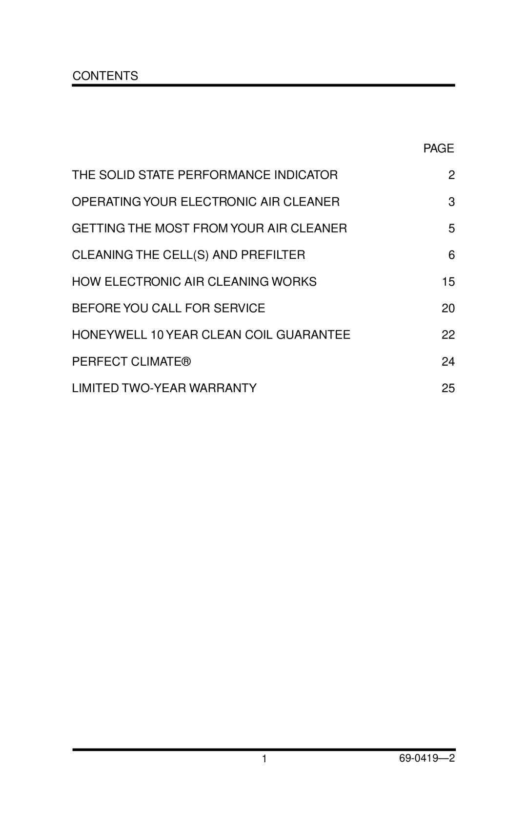 Honeywell F52F manual Contents 