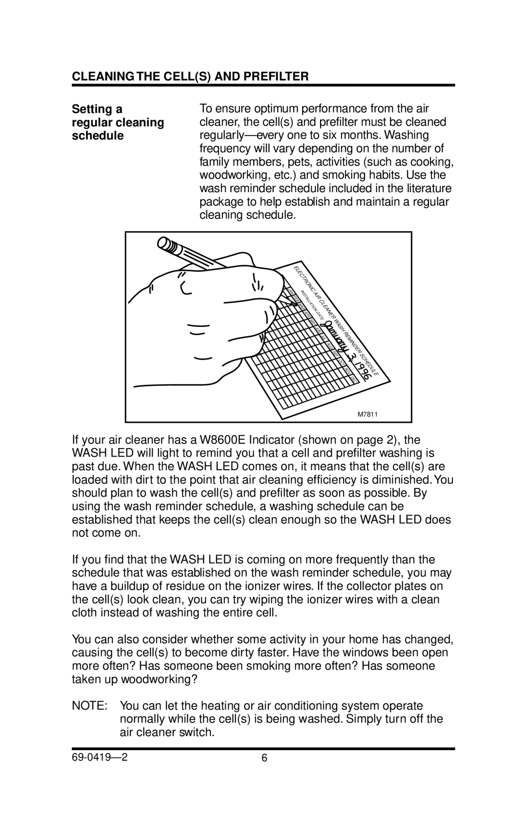 Honeywell F52F manual Cleaning the Cells and Prefilter, Setting a regular cleaning schedule 