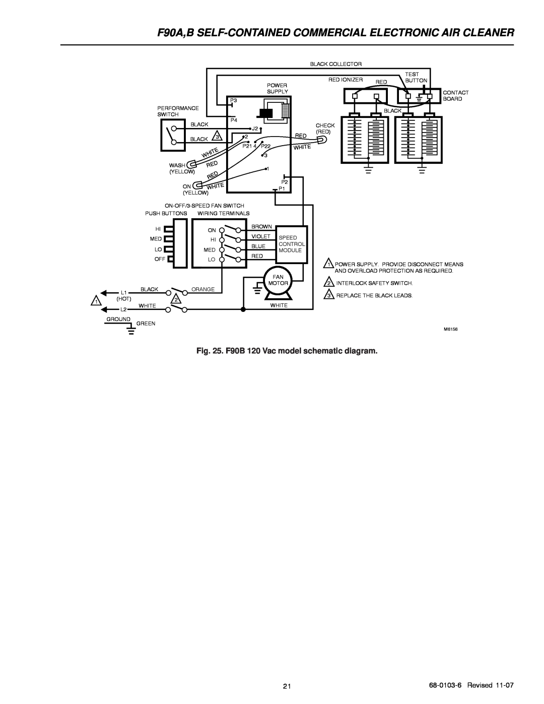 Honeywell F90A specifications F90B 120 Vac model schematic diagram, 68-0103-6Revised 
