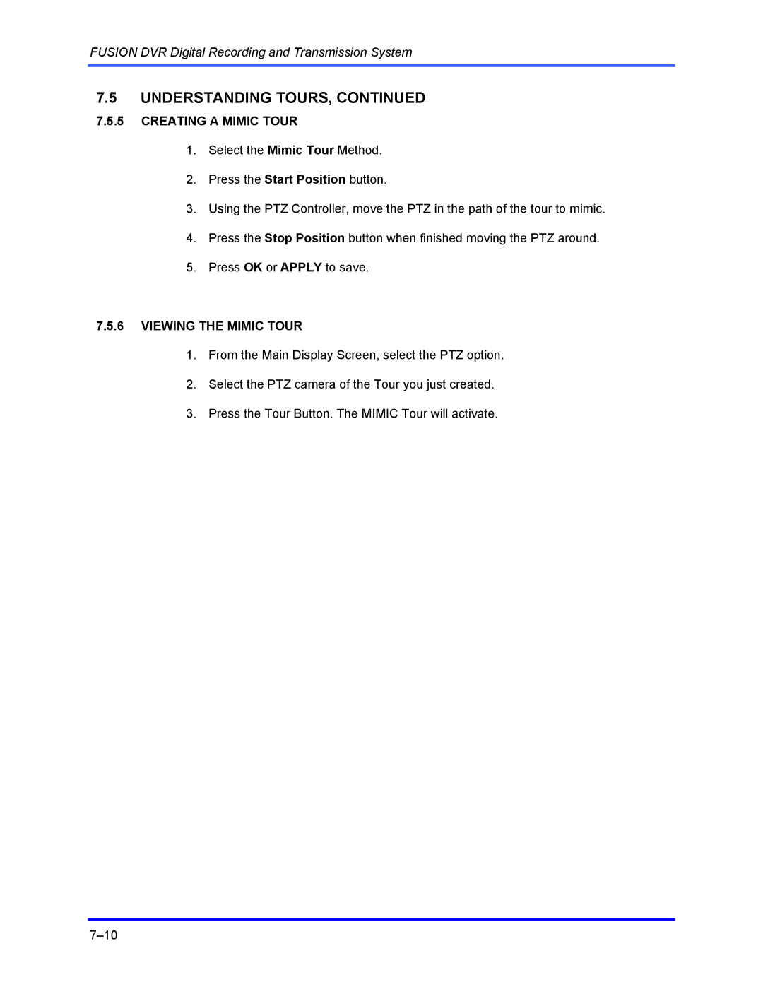 Honeywell FUSION user manual Creating a Mimic Tour, Viewing the Mimic Tour 