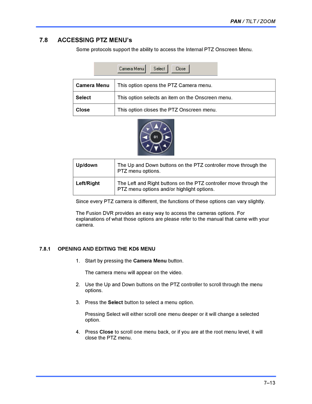 Honeywell FUSION user manual Left/Right, Opening and Editing the KD6 Menu 