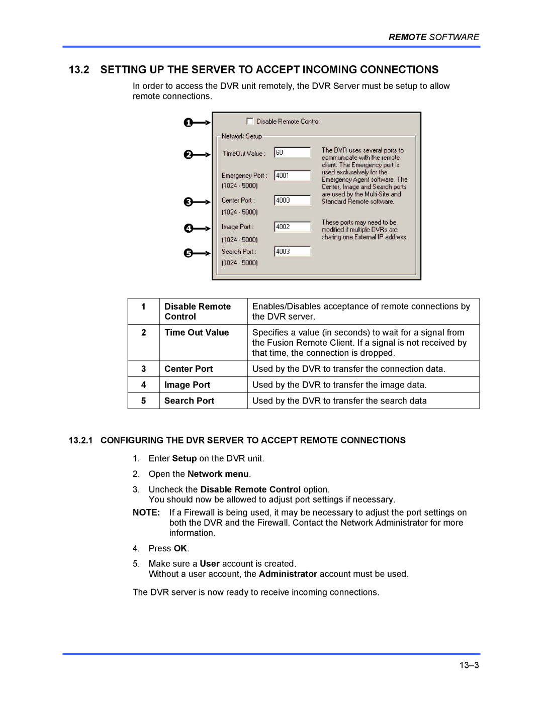 Honeywell FUSION user manual Setting UP the Server to Accept Incoming Connections 