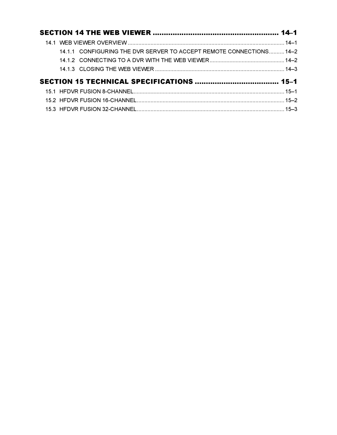 Honeywell FUSION user manual WEB Viewer, Technical Specifications 