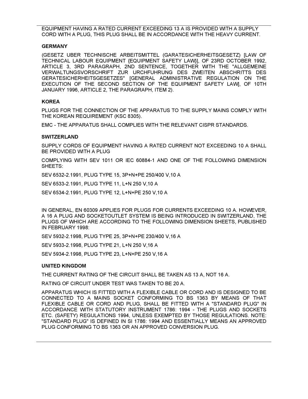 Honeywell FUSION user manual Germany, Korea, Switzerland, United Kingdom 