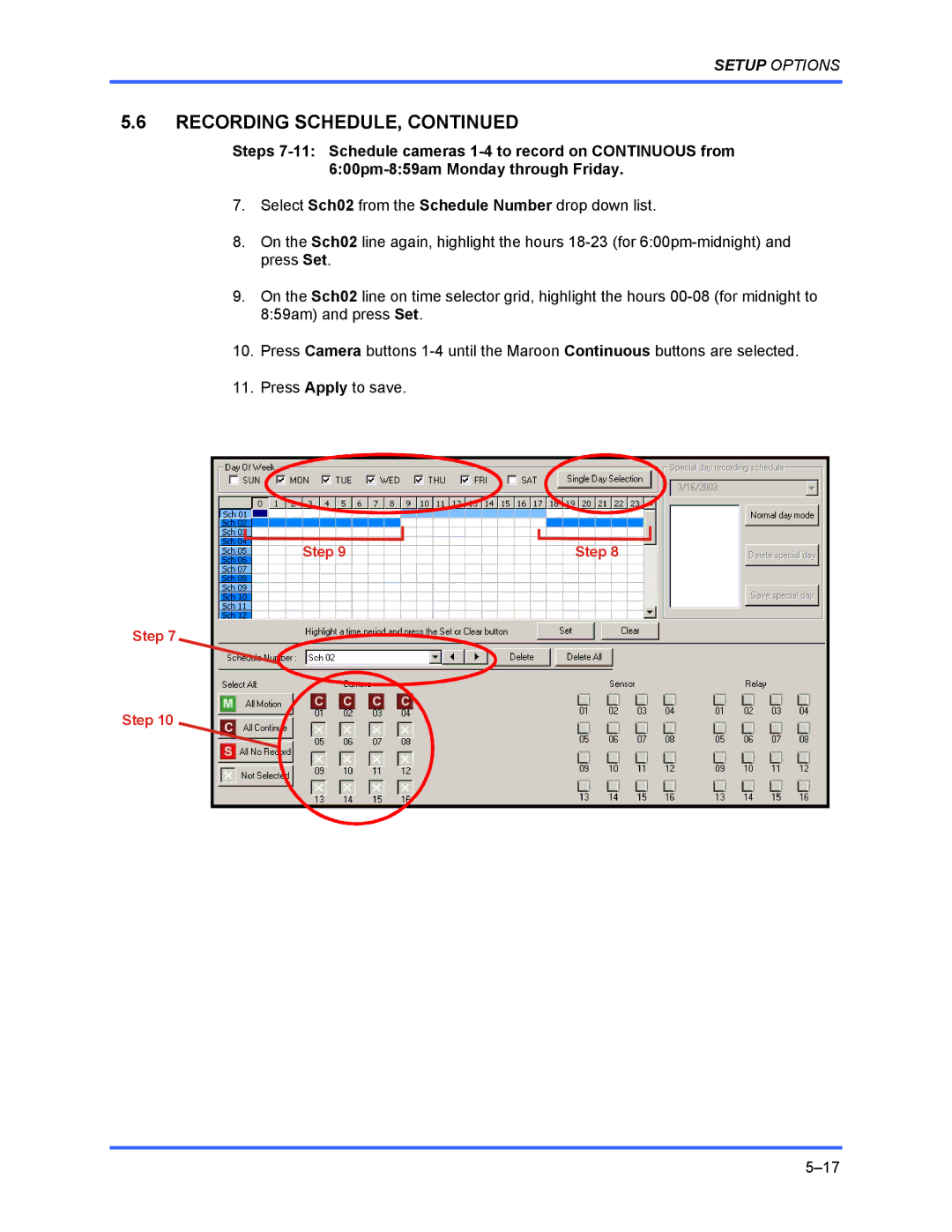 Honeywell FUSION user manual Recording Schedule 