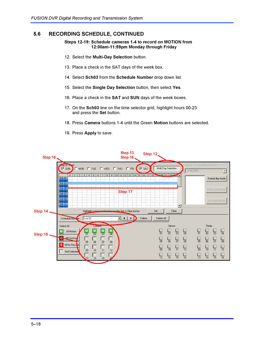 Honeywell FUSION user manual Recording Schedule 