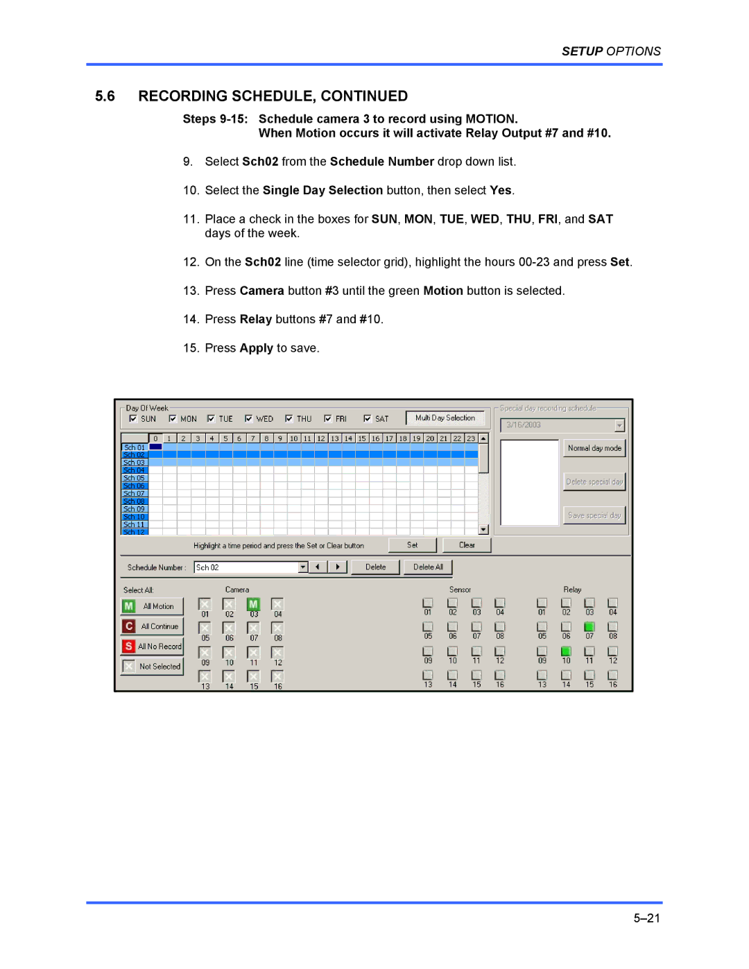 Honeywell FUSION user manual Recording Schedule 