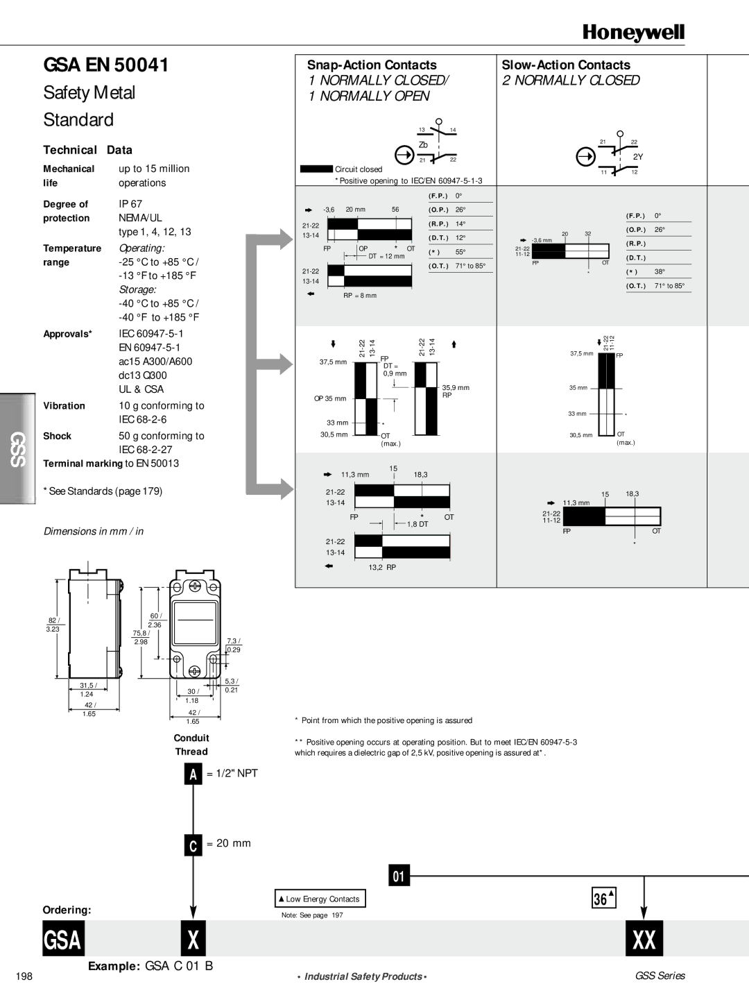 Honeywell GSS Series manual Gsa En, Safety Metal Standard 