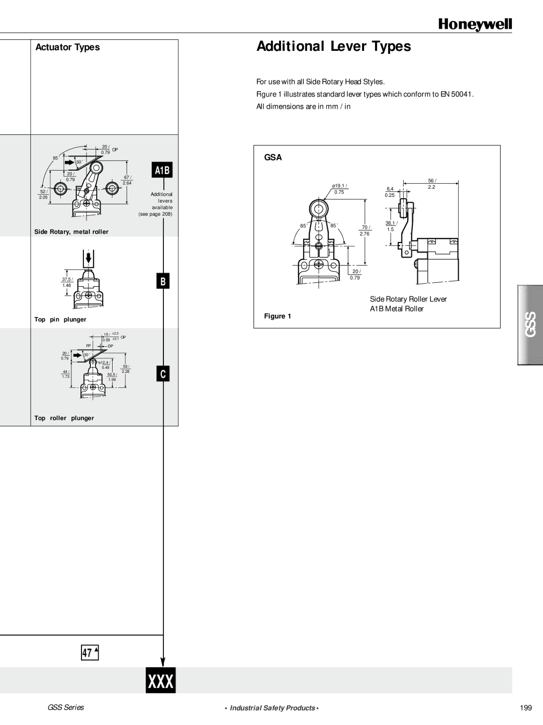 Honeywell GSS Series manual Xxx, Additional Lever Types, Gsa 