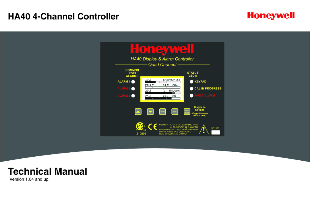 Honeywell HA40 technical manual Technical Manual 