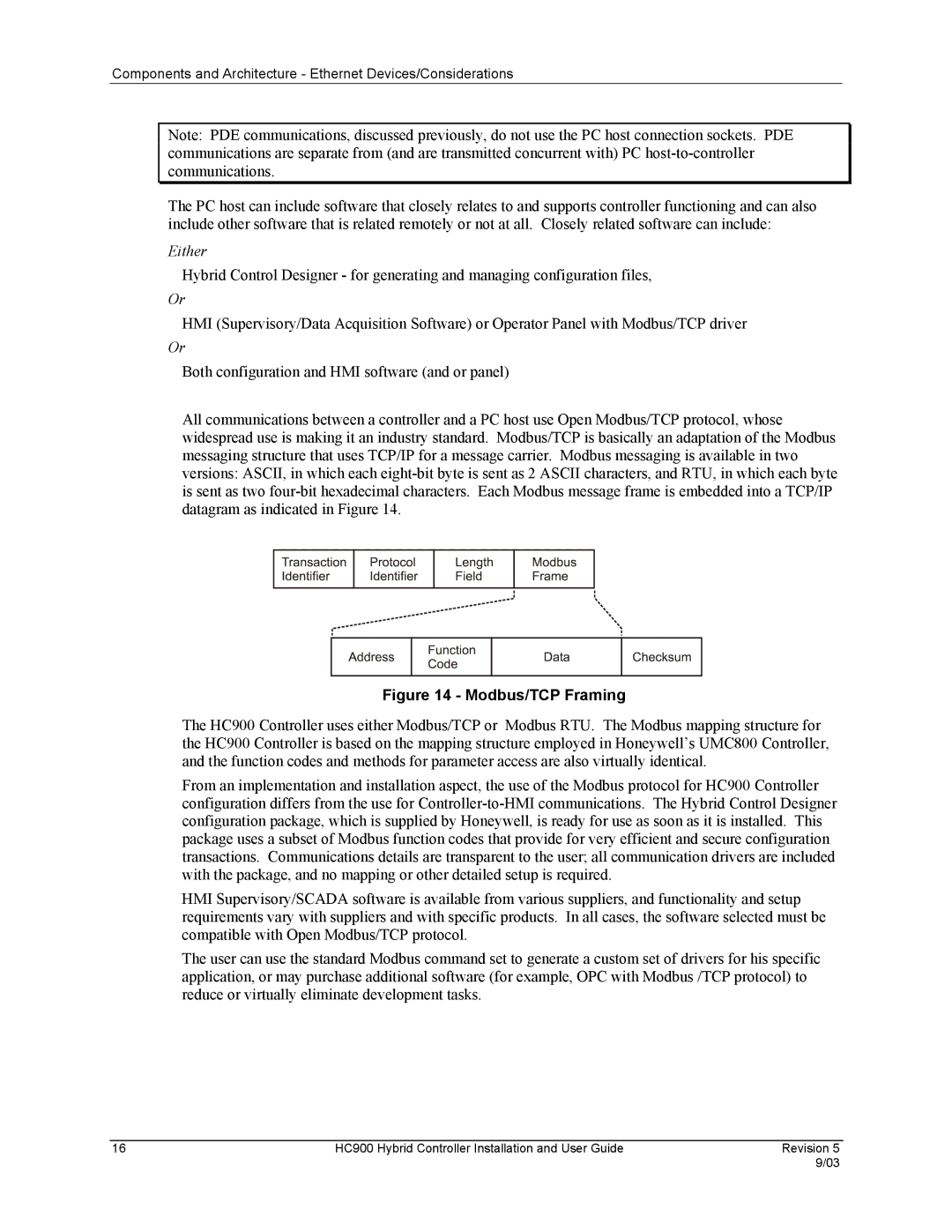 Honeywell HC900 manual Modbus/TCP Framing 