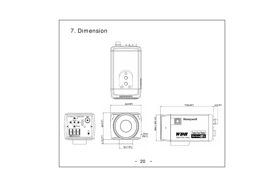 Honeywell HCC-745NTW/PTW operation manual Dimension 