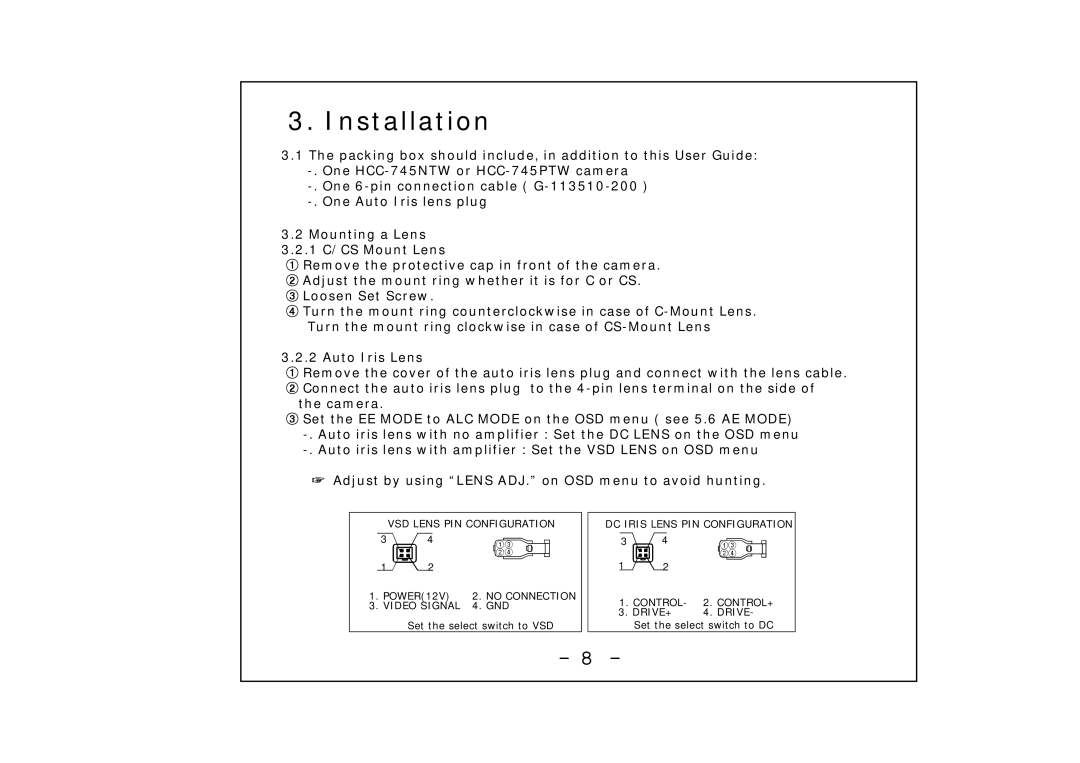 Honeywell HCC-745NTW/PTW operation manual Installation 