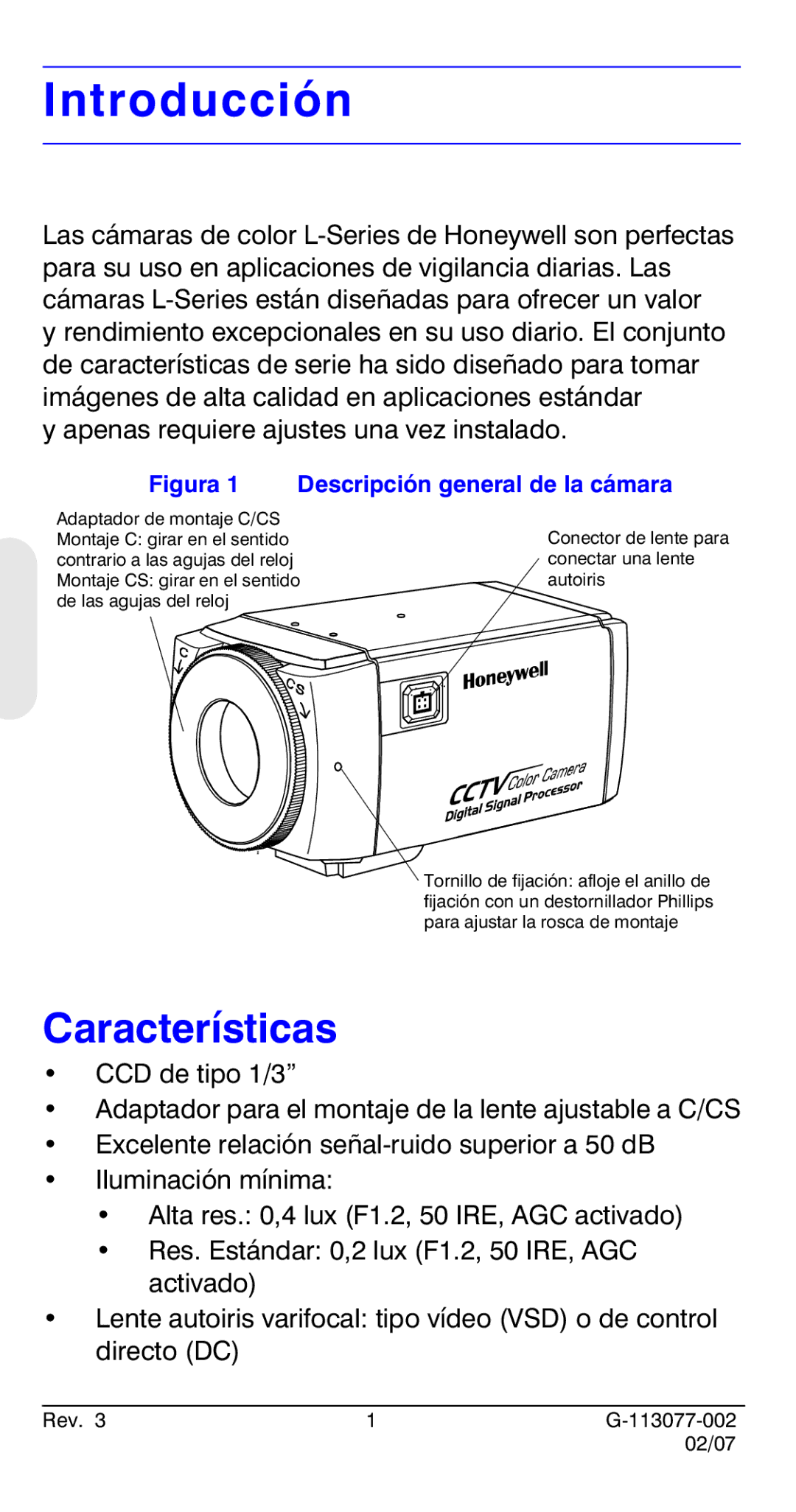 Honeywell HCC334L manual Introducción, Características 