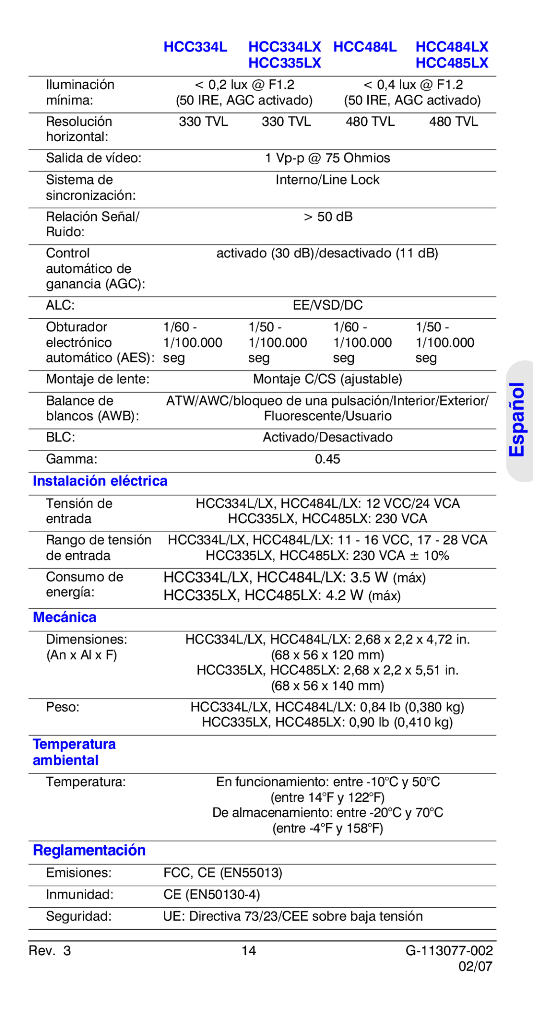 Honeywell HCC334L manual Instalación eléctrica, Mecánica, Temperatura Ambiental, Reglamentación 