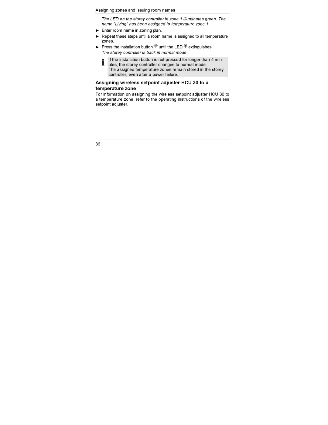 Honeywell HCE 60 manual Assigning zones and issuing room names 