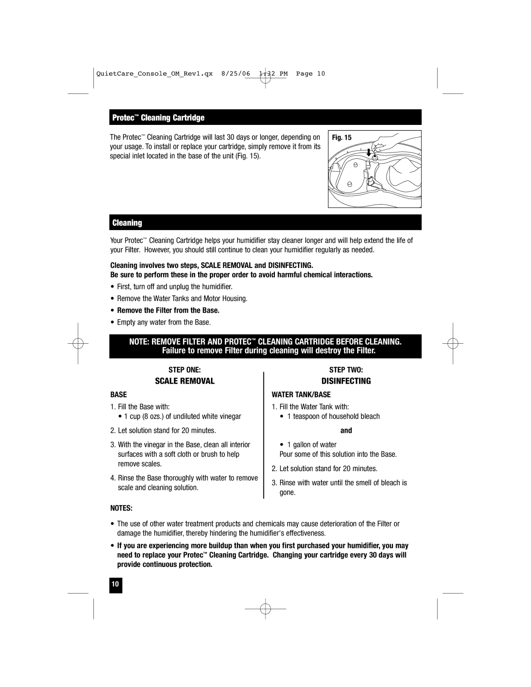 Honeywell HCM-6009 owner manual Protec Cleaning Cartridge 